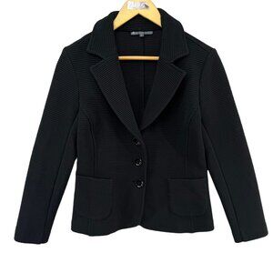Elliott Lauren Ribbed Blazer Jacket Womens Black 3 Button Front Pockets Size 8